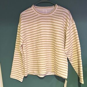 J. Crew Cream and Tan Striped Sweater Reversible